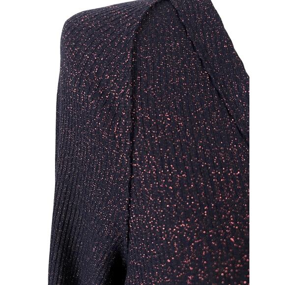 Free People Sparkle Knee Length Cardigan Navy Large Casual Cozy Transitional - Picture 7 of 12